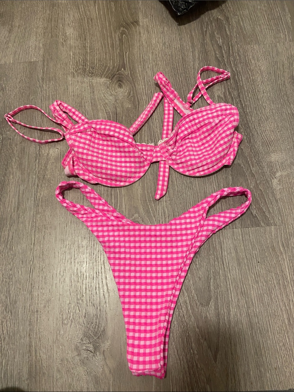 Pink gingham underwire bikini